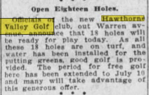New Hawthorne Valley Country Club (Hawthorne Valley Golf Course) - Jun 30 1923 Article (newer photo)